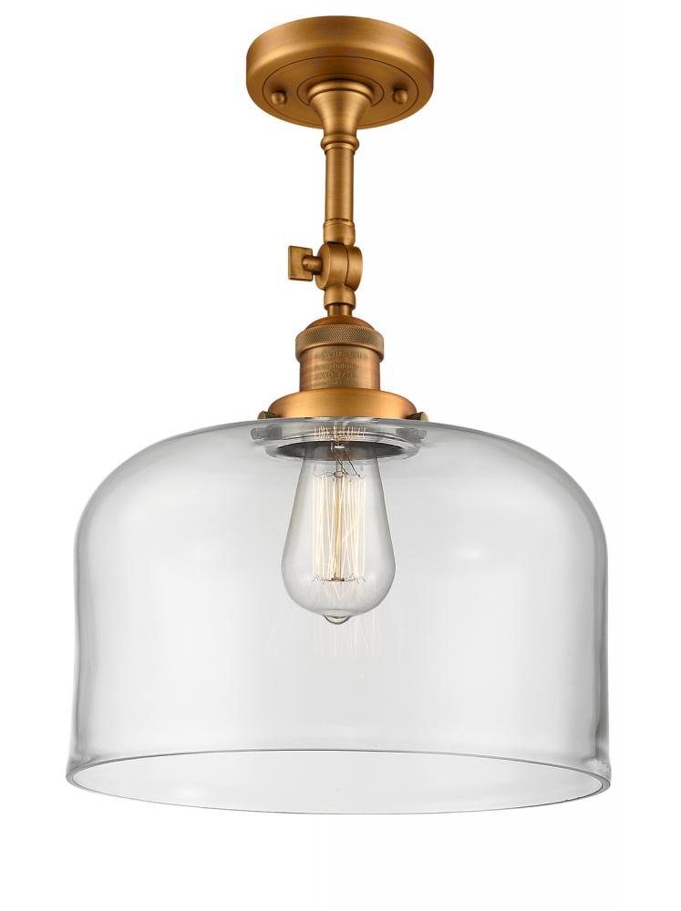 Bell - 1 Light - 12 inch - Brushed Brass - Semi-Flush Mount