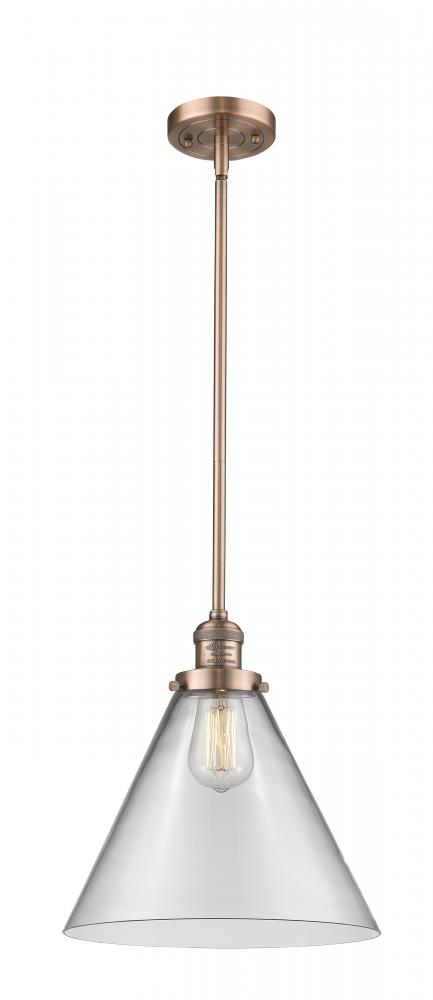 Cone - 1 Light - 12 inch - Antique Copper - Stem Hung - Mini Pendant