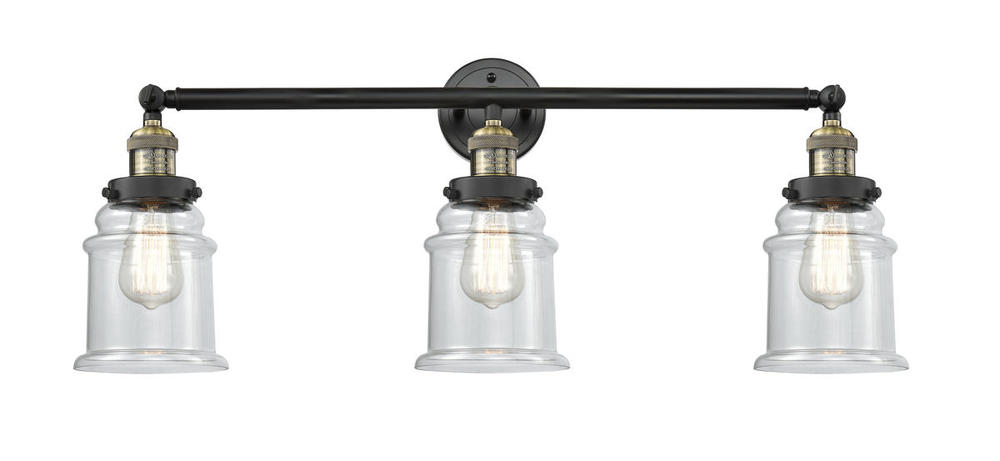 Canton - 3 Light - 30 inch - Black Antique Brass - Bath Vanity Light