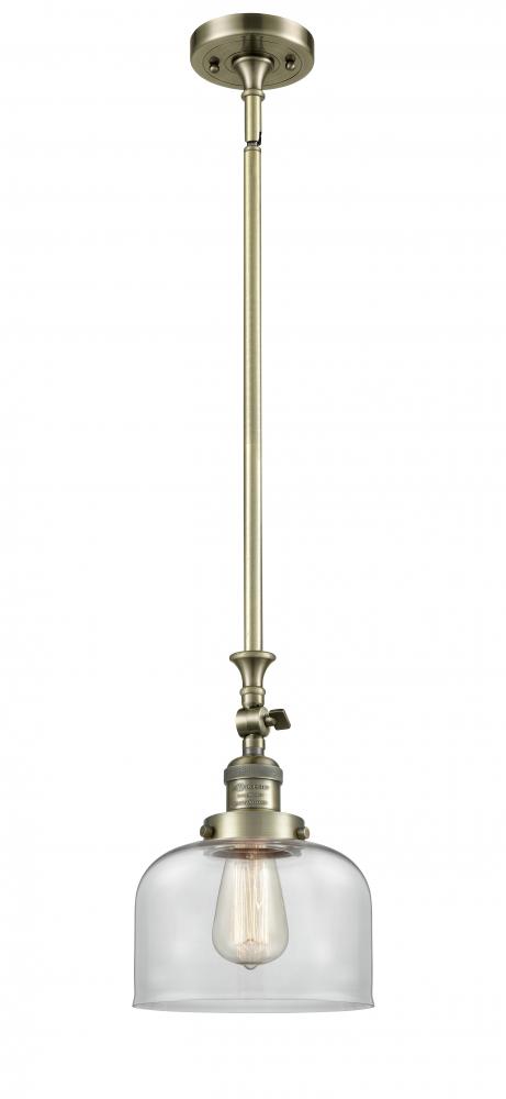 Bell - 1 Light - 8 inch - Antique Brass - Stem Hung - Mini Pendant