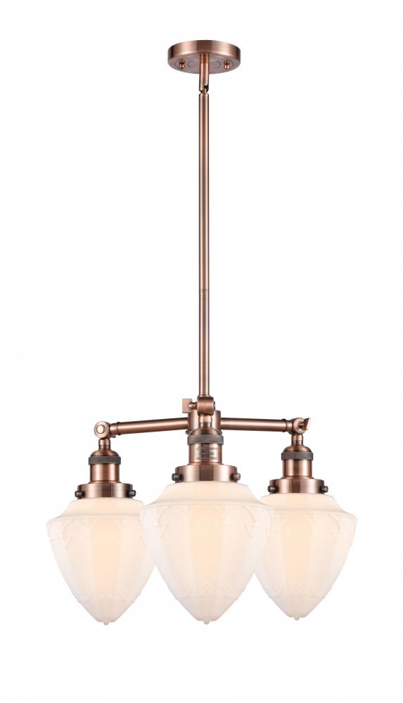 Bullet - 3 Light - 20 inch - Antique Copper - Stem Hung - Chandelier