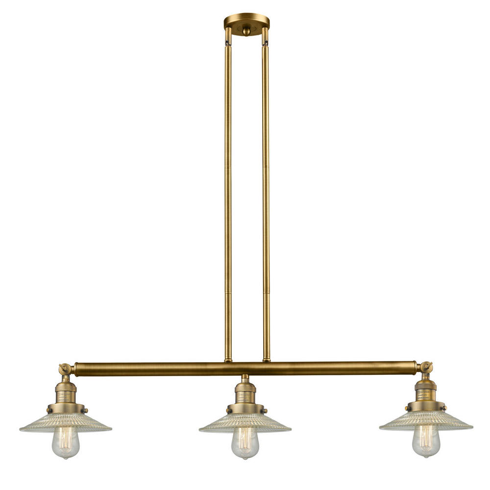 Halophane - 3 Light - 41 inch - Brushed Brass - Stem Hung - Island Light