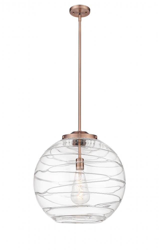 Athens Deco Swirl - 1 Light - 18 inch - Antique Copper - Stem Hung - Pendant