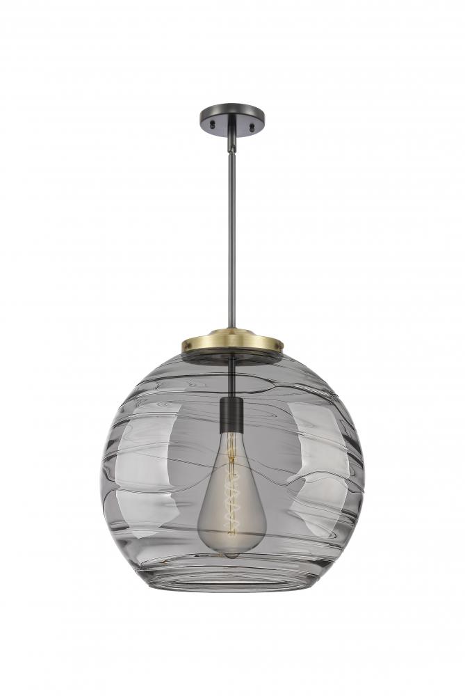 Athens Deco Swirl - 1 Light - 18 inch - Black Antique Brass - Stem Hung - Pendant