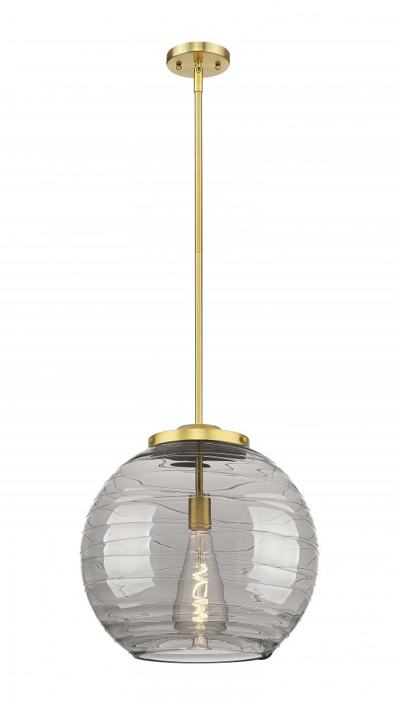 Athens Deco Swirl - 1 Light - 16 inch - Satin Gold - Stem Hung - Pendant