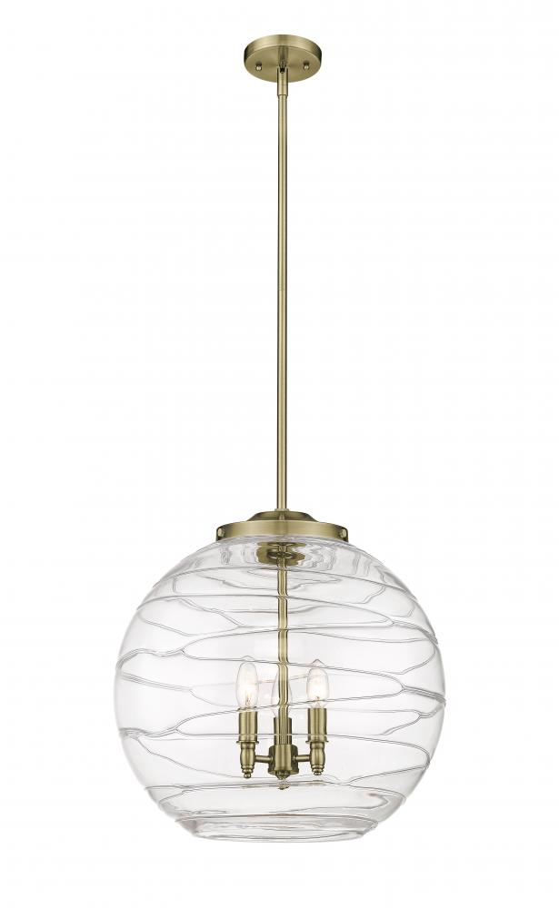 Athens Deco Swirl - 3 Light - 18 inch - Antique Brass - Cord hung - Pendant