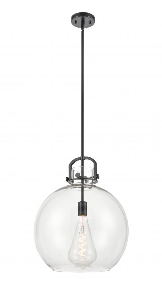 Newton Sphere - 1 Light - 16 inch - Matte Black - Cord hung - Pendant