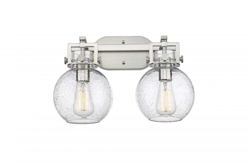 Newton Sphere - 2 Light - 17 inch - Satin Nickel - Bath Vanity Light