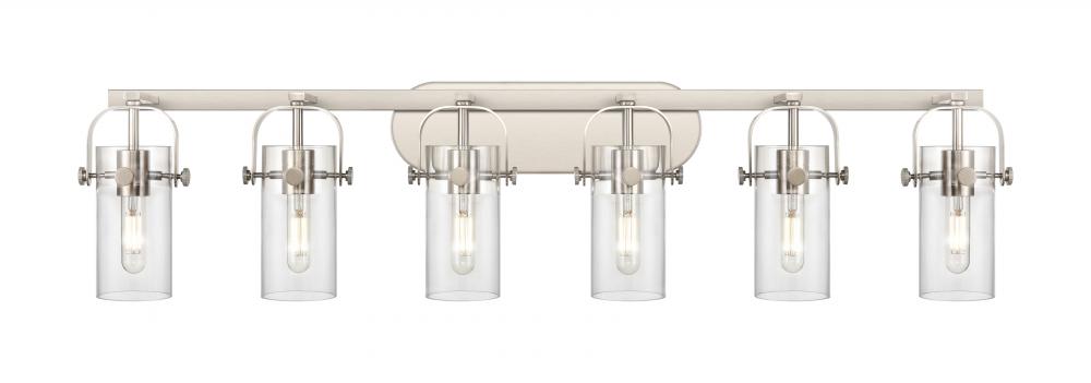 Pilaster II Cylinder - 6 Light - 44 inch - Satin Nickel - Bath Vanity Light