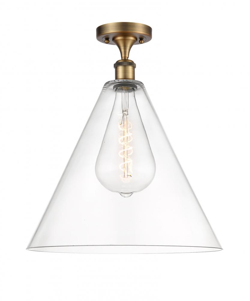 Berkshire - 1 Light - 16 inch - Brushed Brass - Semi-Flush Mount