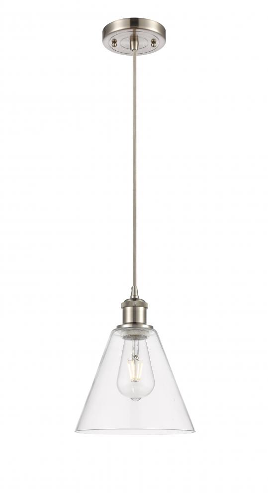 Berkshire - 1 Light - 8 inch - Brushed Satin Nickel - Cord hung - Mini Pendant