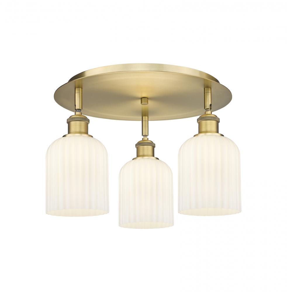 Bridal Veil - 3 Light - 17 inch - Brushed Brass - Flush Mount