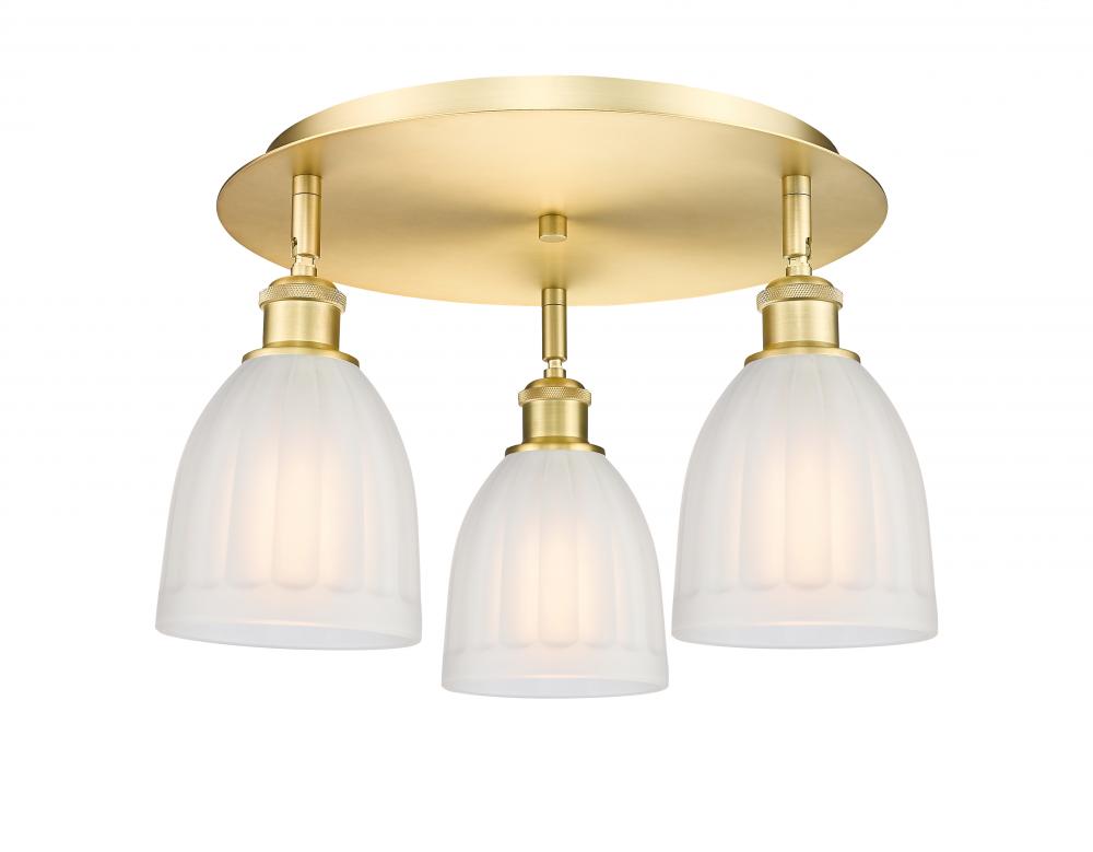 Brookfield - 3 Light - 18 inch - Satin Gold - Flush Mount