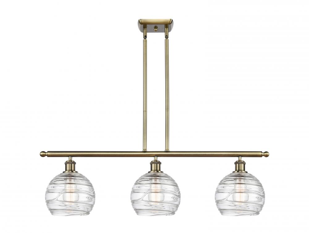 Athens Deco Swirl - 3 Light - 36 inch - Antique Brass - Cord hung - Island Light