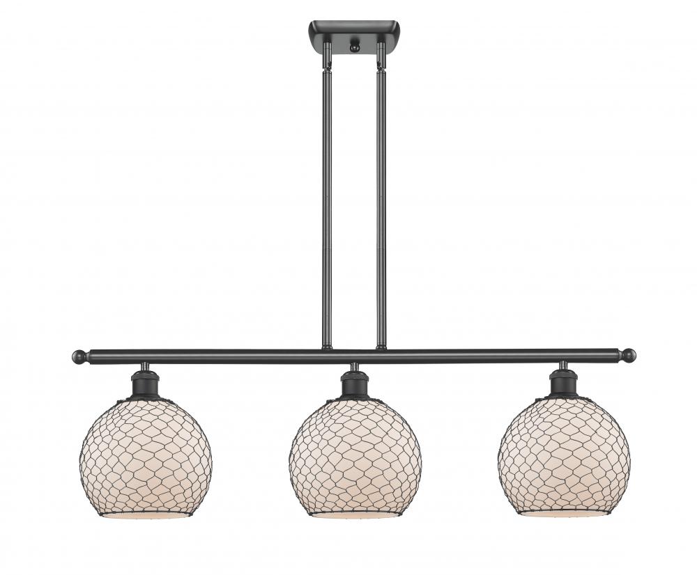 Farmhouse Chicken Wire - 3 Light - 36 inch - Matte Black - Cord hung - Island Light