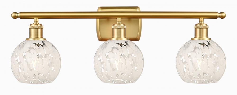 White Mouchette - 3 Light - 26 inch - Satin Gold - Bath Vanity Light