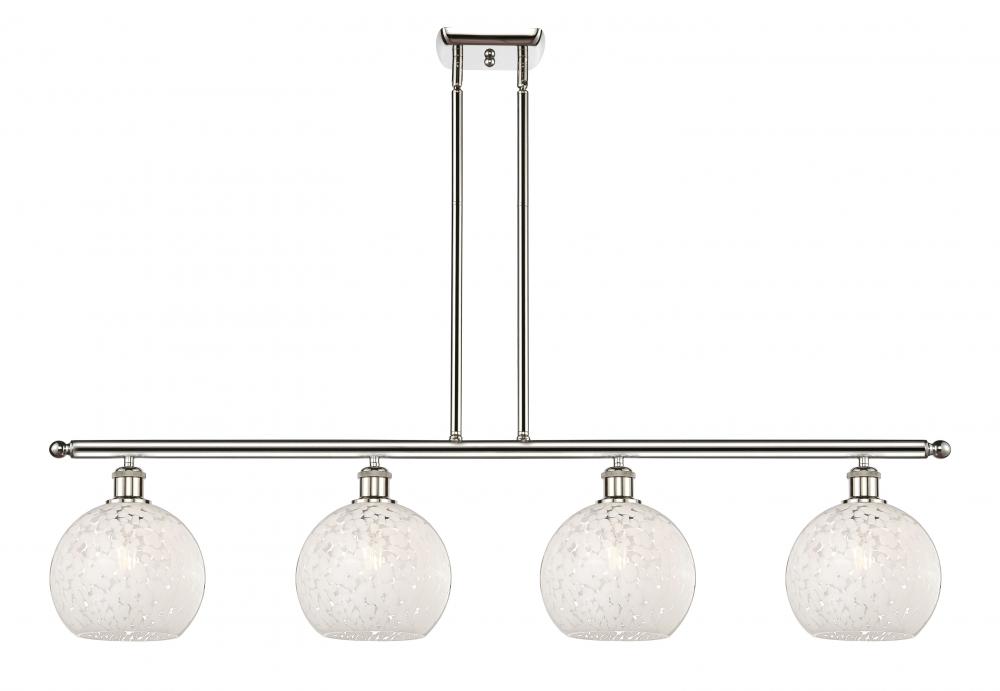 White Mouchette - 4 Light - 48 inch - Polished Nickel - Stem Hung - Island Light