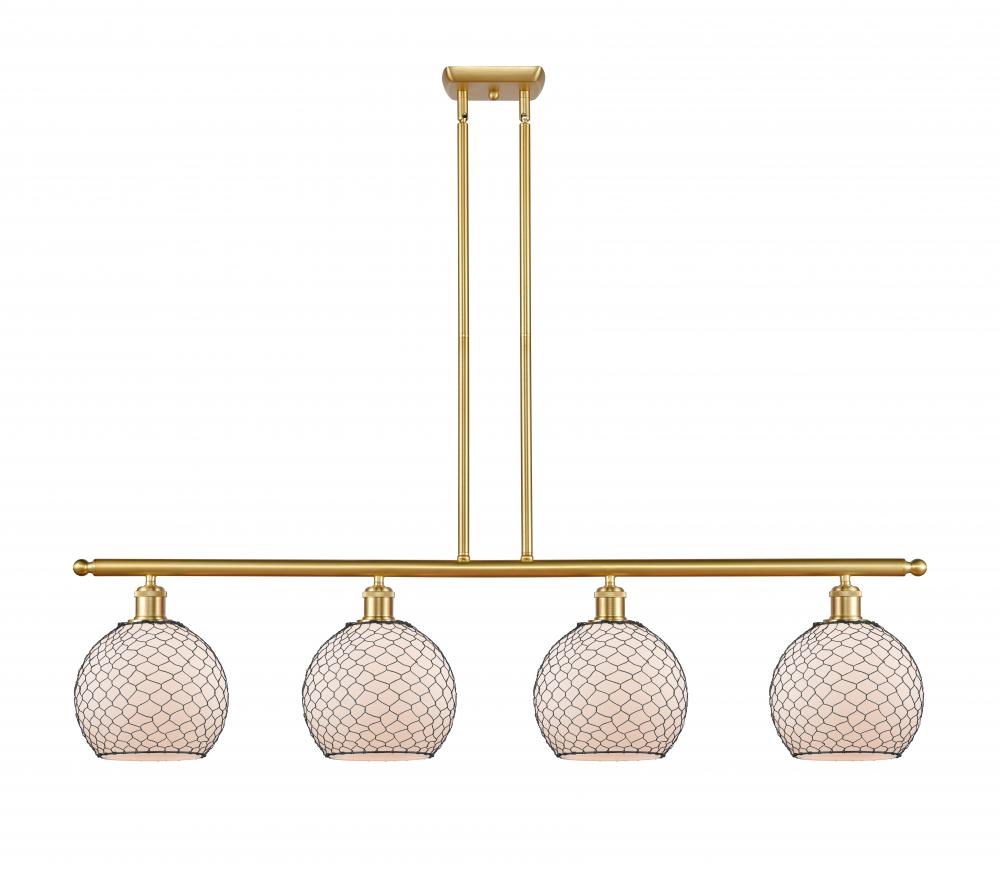 Farmhouse Chicken Wire - 4 Light - 48 inch - Satin Gold - Cord hung - Island Light