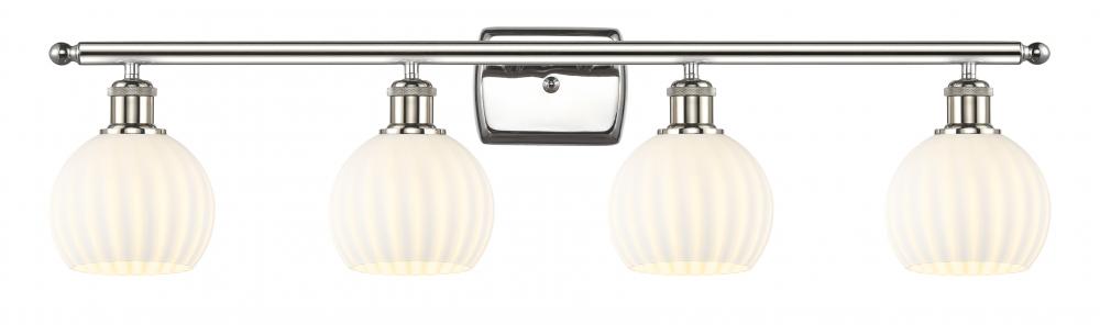 White Venetian - 4 Light - 36 inch - Polished Nickel - Bath Vanity Light