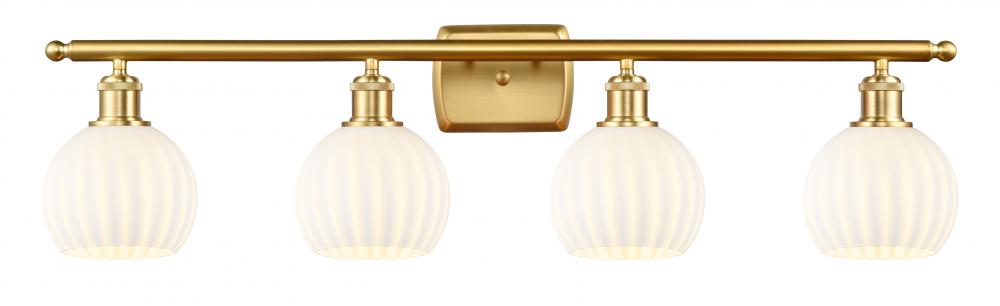 White Venetian - 4 Light - 36 inch - Satin Gold - Bath Vanity Light