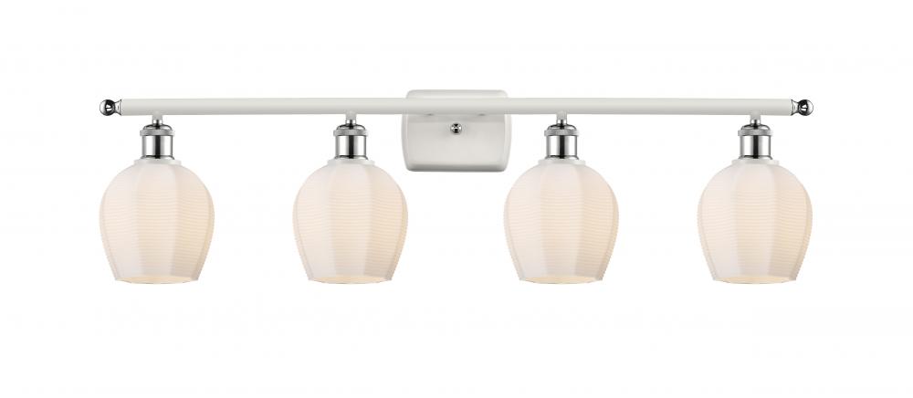 Norfolk - 4 Light - 36 inch - White Polished Chrome - Bath Vanity Light