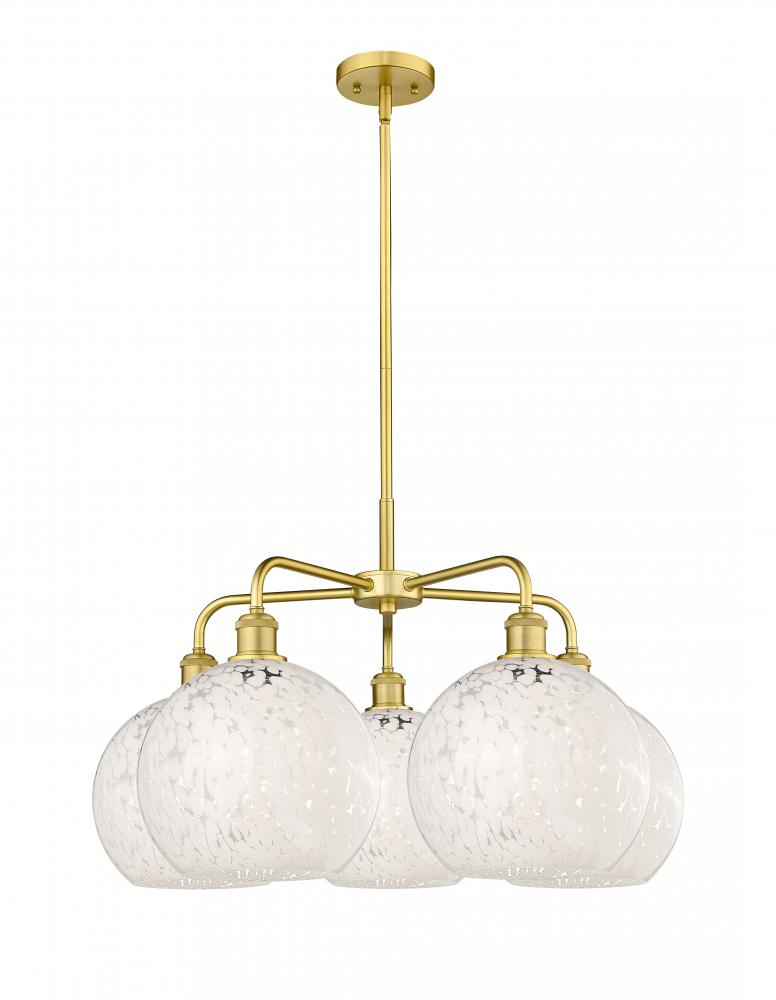 White Mouchette - 5 Light - 28 inch - Satin Gold - Chandelier