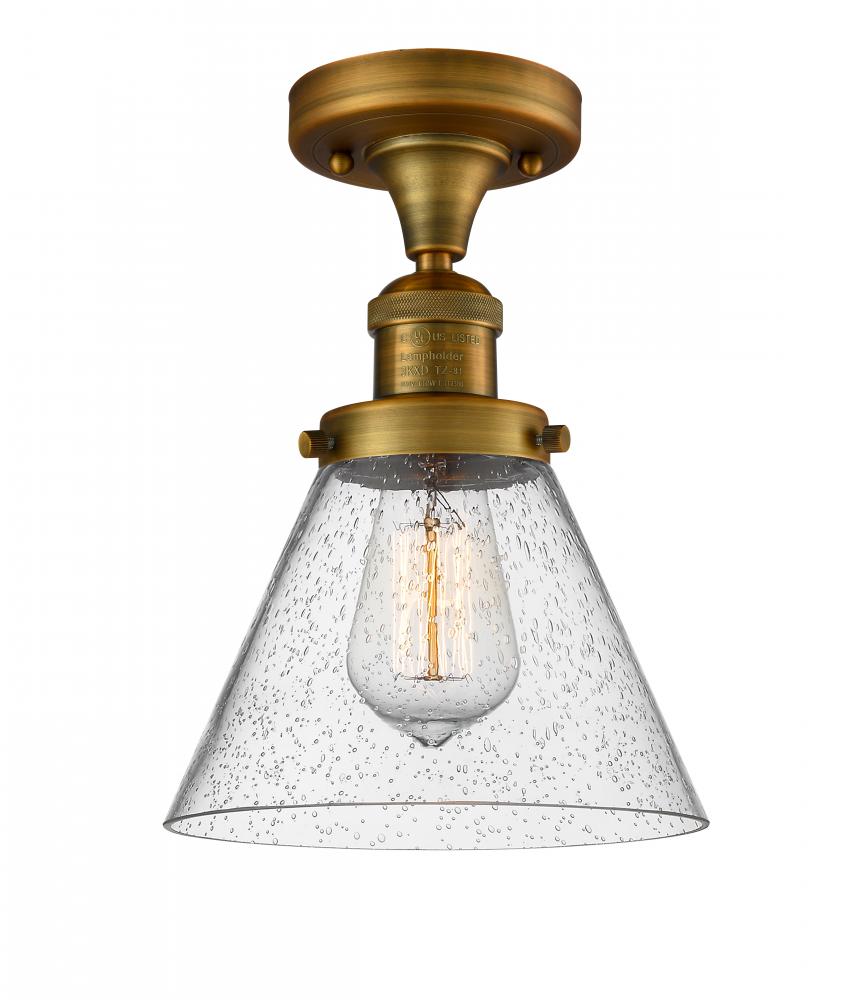 Cone - 1 Light - 8 inch - Brushed Brass - Semi-Flush Mount