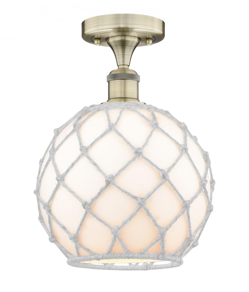 Farmhouse Rope - 1 Light - 10 inch - Antique Brass - Semi-Flush Mount