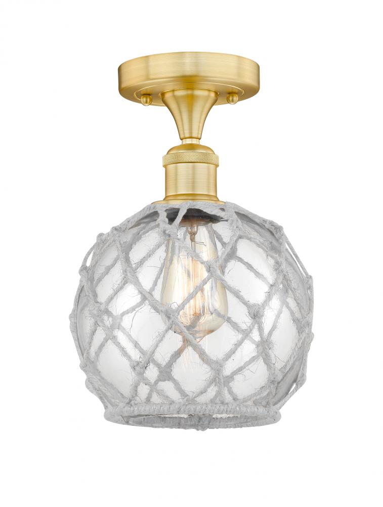 Farmhouse Rope - 1 Light - 8 inch - Satin Gold - Semi-Flush Mount