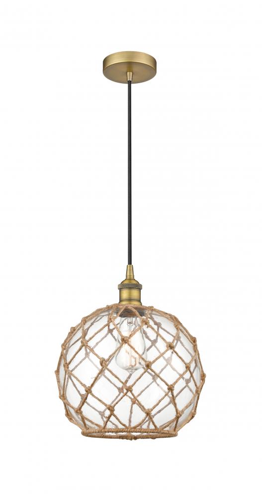 Farmhouse Rope - 1 Light - 10 inch - Brushed Brass - Cord hung - Mini Pendant