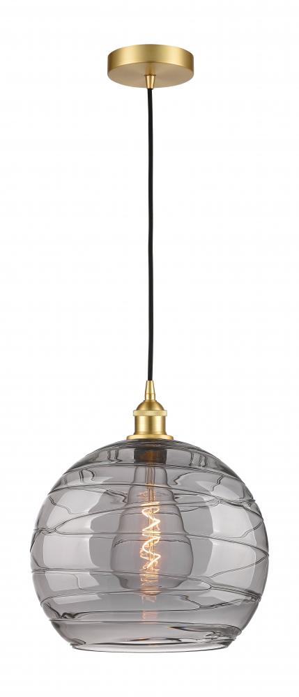 Athens Deco Swirl - 1 Light - 14 inch - Satin Gold - Cord hung - Pendant