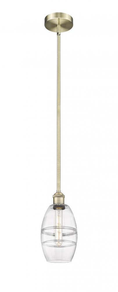 Vaz - 1 Light - 6 inch - Antique Brass - Cord hung - Mini Pendant