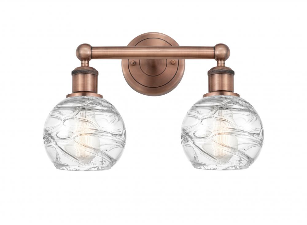 Athens Deco Swirl - 2 Light - 15 inch - Antique Copper - Bath Vanity Light