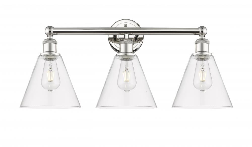 Berkshire - 3 Light - 26 inch - Polished Nickel - Bath Vanity Light