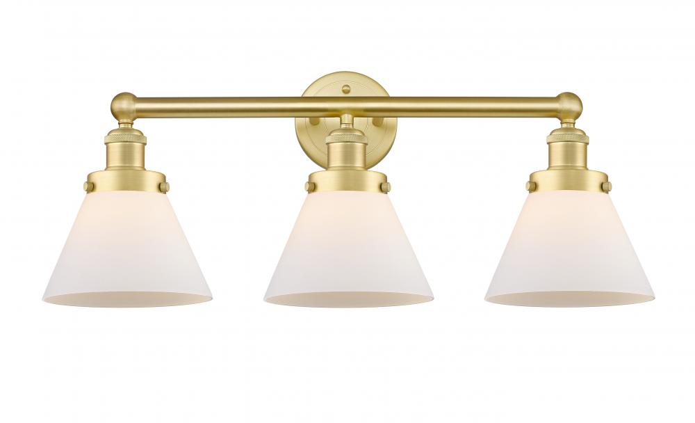 Cone - 3 Light - 26 inch - Satin Gold - Bath Vanity Light