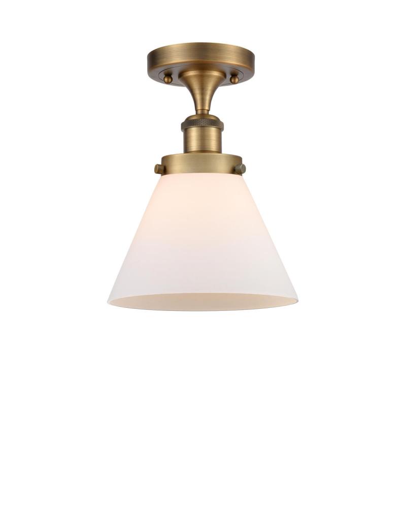 Cone - 1 Light - 8 inch - Brushed Brass - Semi-Flush Mount