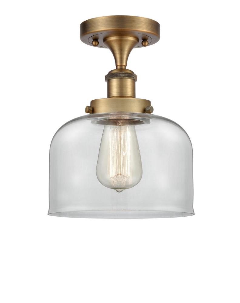 Bell - 1 Light - 8 inch - Brushed Brass - Semi-Flush Mount