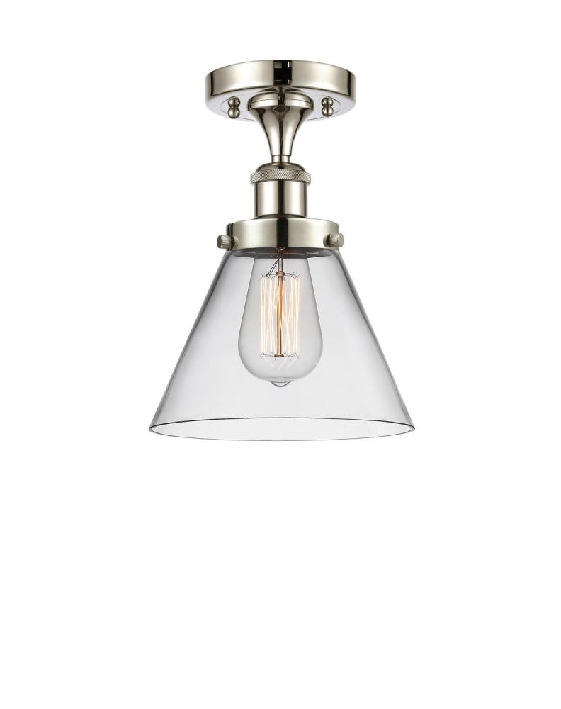 Cone - 1 Light - 8 inch - Polished Nickel - Semi-Flush Mount