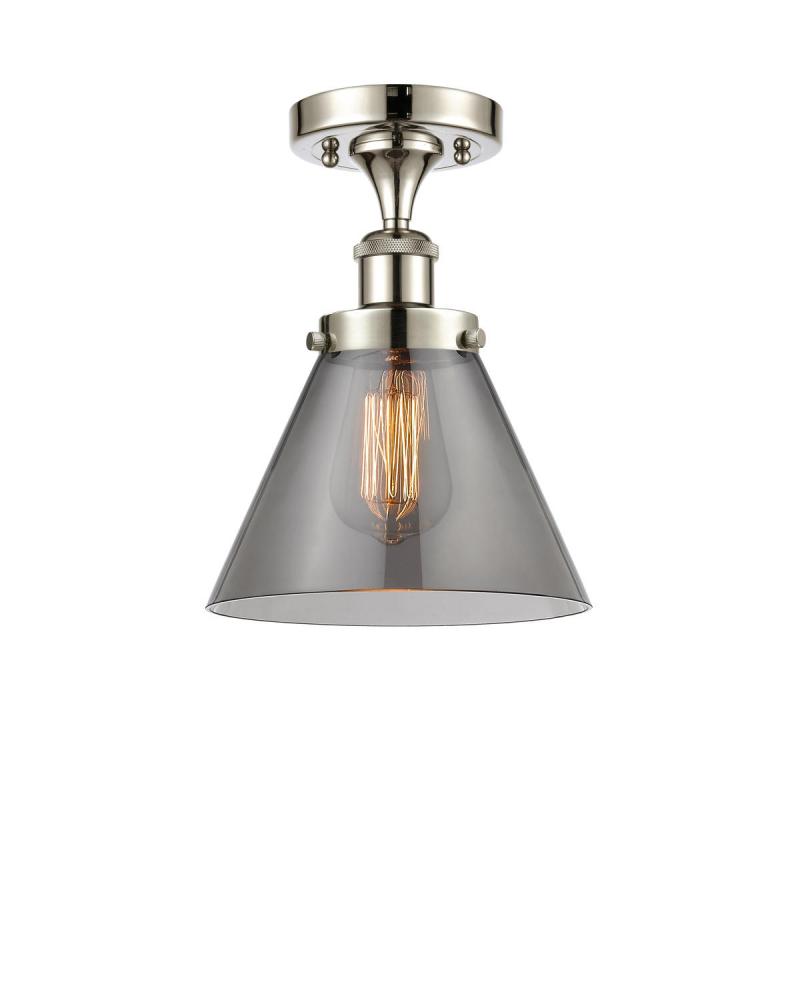 Cone - 1 Light - 8 inch - Polished Nickel - Semi-Flush Mount