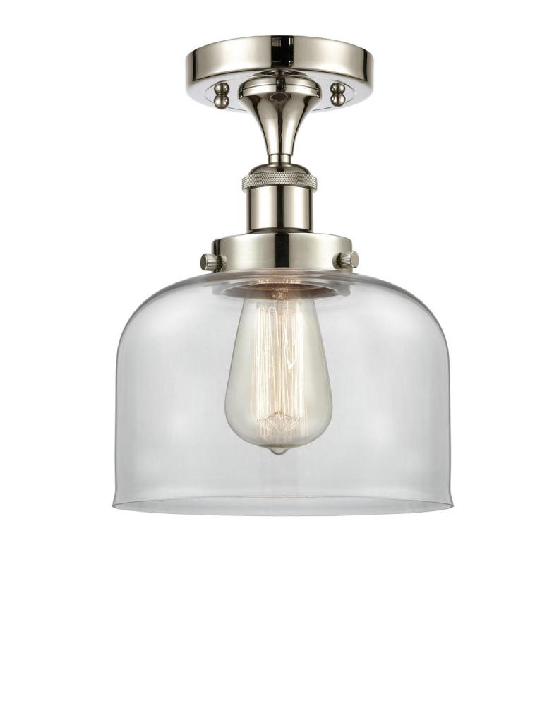 Bell - 1 Light - 8 inch - Polished Nickel - Semi-Flush Mount