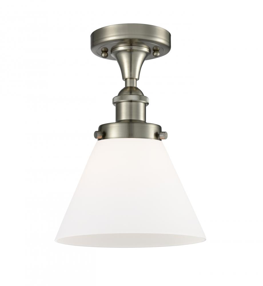 Cone - 1 Light - 8 inch - Brushed Satin Nickel - Semi-Flush Mount