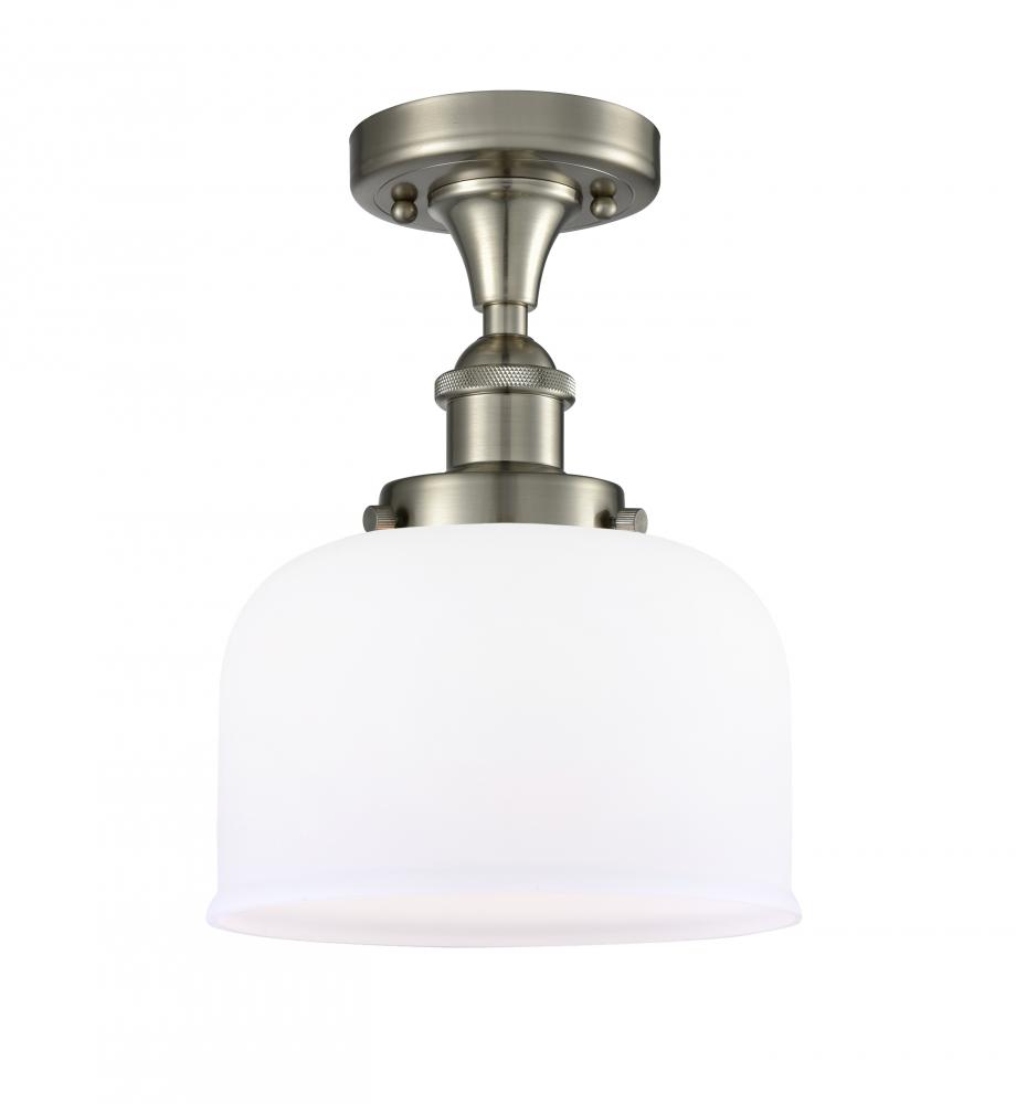 Bell - 1 Light - 8 inch - Brushed Satin Nickel - Semi-Flush Mount