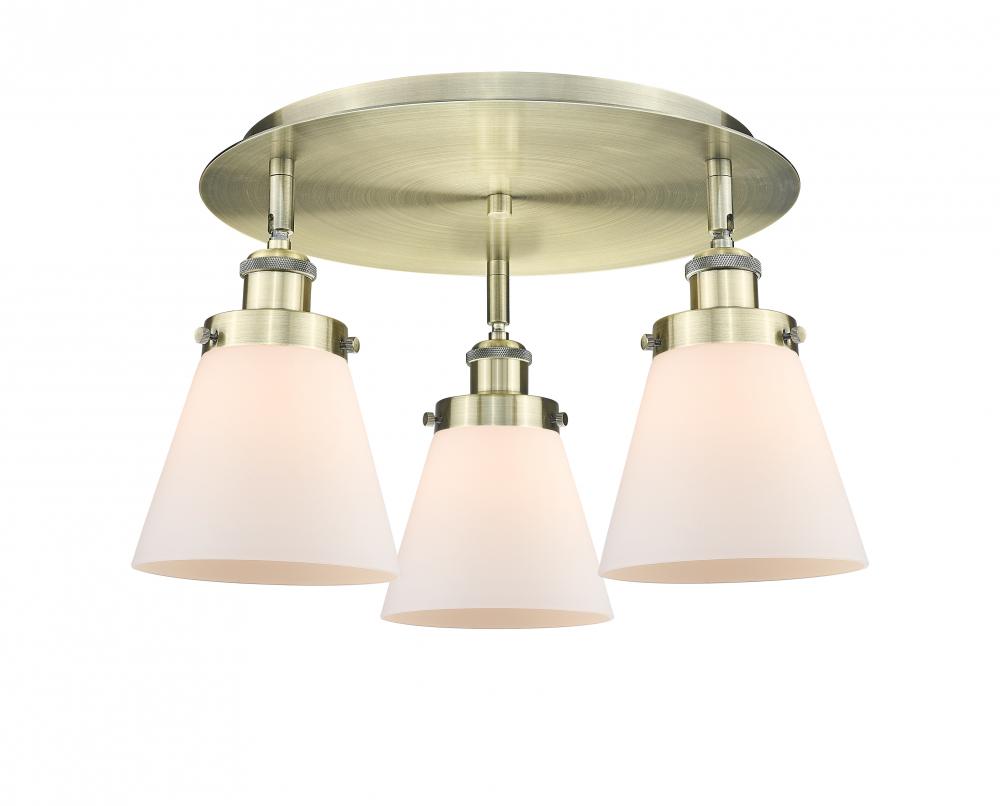 Cone - 3 Light - 18 inch - Antique Brass - Flush Mount