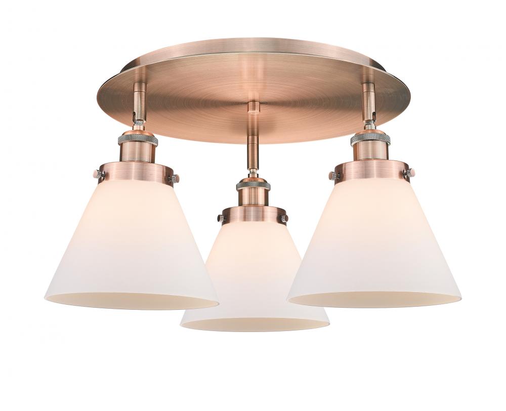 Cone - 3 Light - 20 inch - Antique Copper - Flush Mount