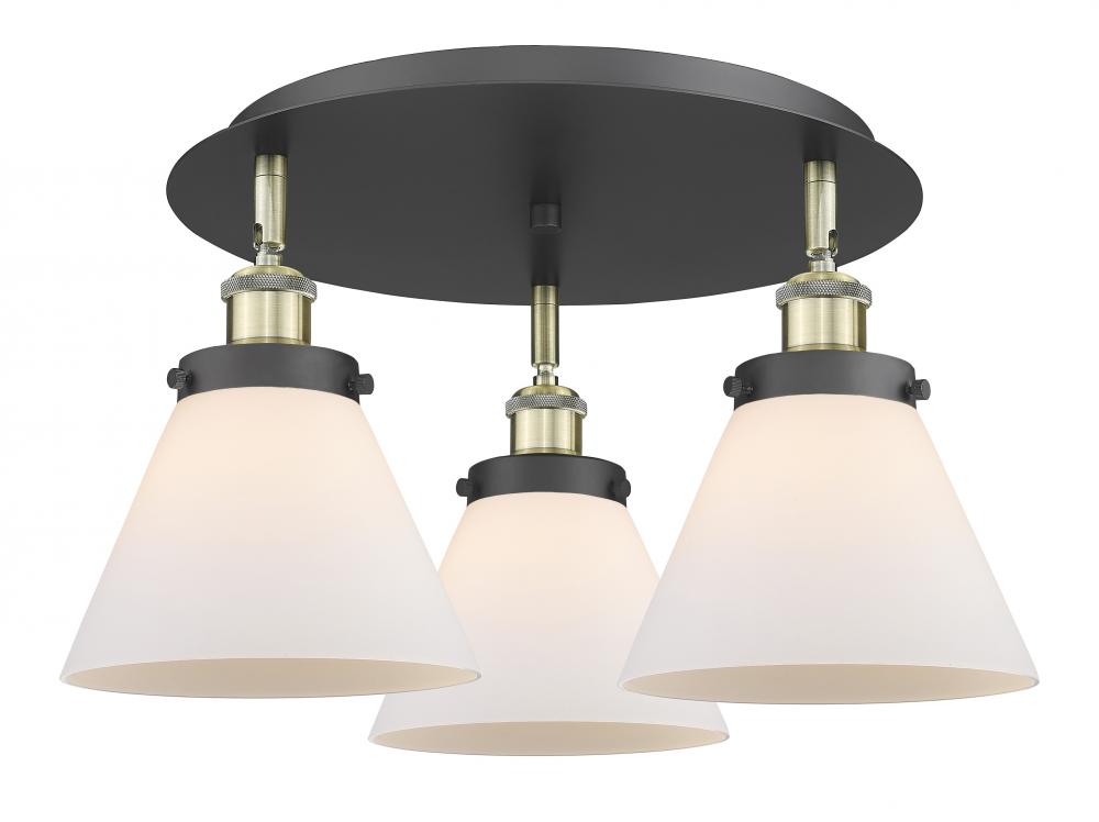 Cone - 3 Light - 20 inch - Black Antique Brass - Flush Mount