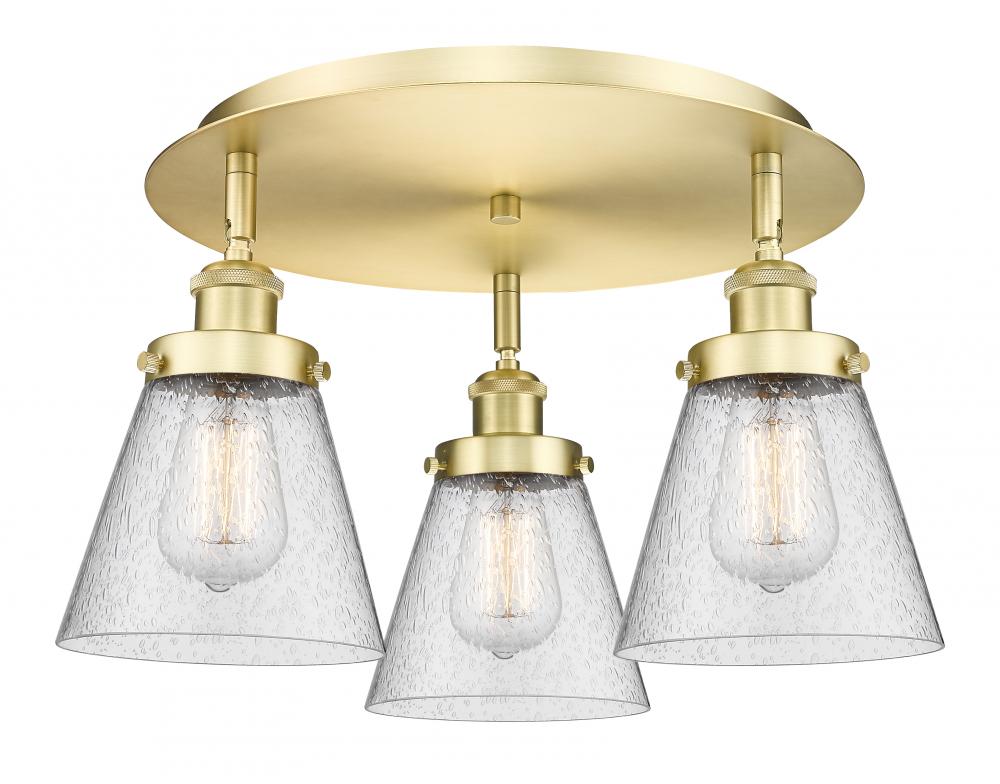 Cone - 3 Light - 18 inch - Satin Gold - Flush Mount