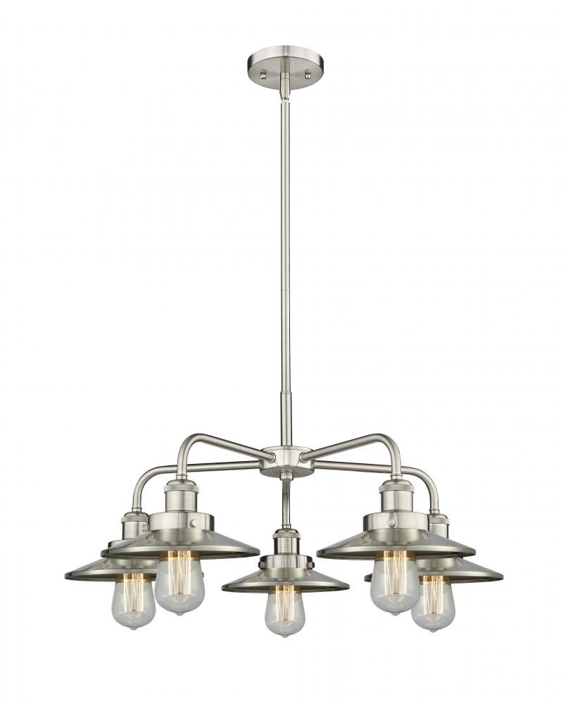 Edison - 5 Light - 27 inch - Satin Nickel - Chandelier