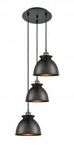 Innovations Lighting 113B-3P-BAB-M14-BK - Adirondack - 3 Light - 15 inch - Black Antique Brass - Cord hung - Multi Pendant