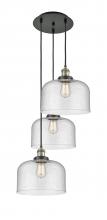 Innovations Lighting 113F-3P-BAB-G74-L - Cone - 3 Light - 18 inch - Black Antique Brass - Cord hung - Multi Pendant