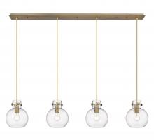 Innovations Lighting 124-410-1PS-BB-G410-8CL - Newton Sphere - 4 Light - 52 inch - Brushed Brass - Linear Pendant